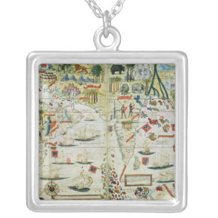 Arabia and India, from the 'Miller Atlas', c.1519 Silver Plated Necklace