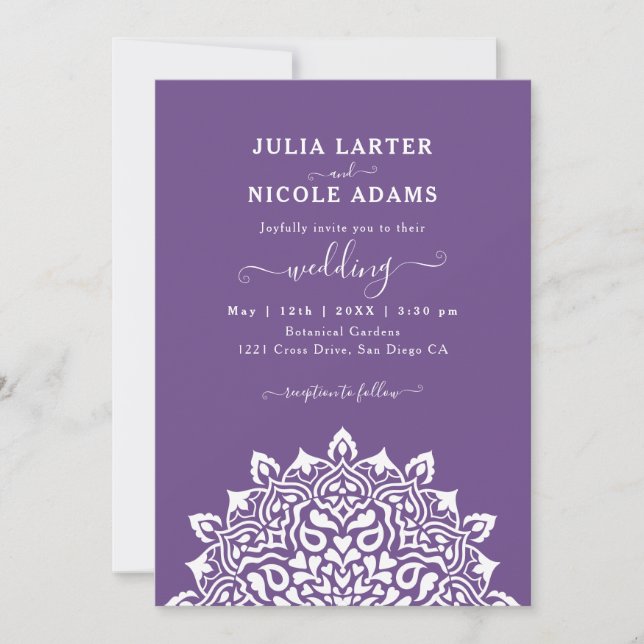 Arabian Art Nouveau Floral Arch Mandala Wedding Invitation (Front)