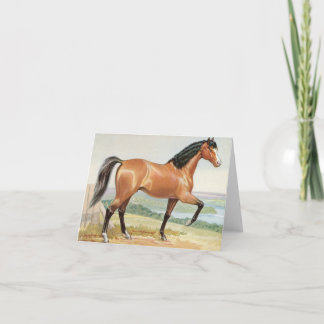 Arabian Bay Horse – Vintage Watercolor Fine Art Card