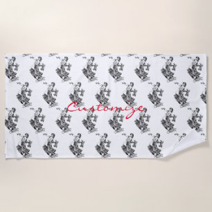 Arabian Belly dancer Vintage Art Thunder_Cove Beach Towel