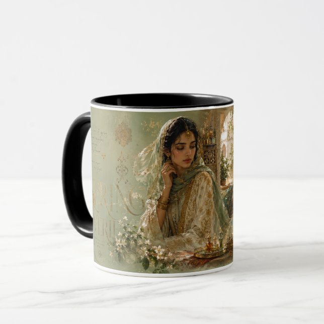 Arabian Courtyard Jasmine Aesthetic Design Mug (Front Left)