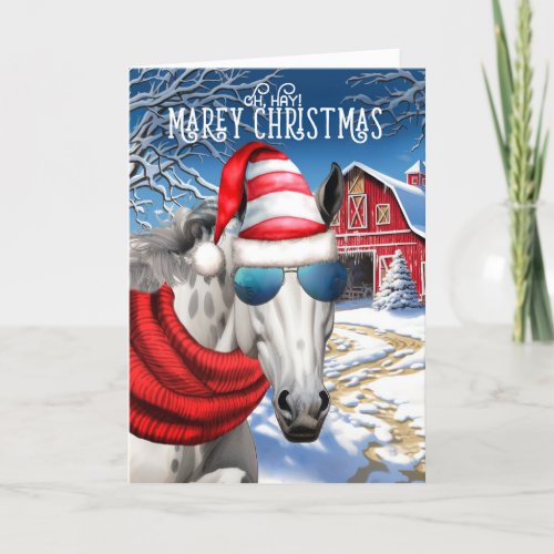 Arabian Dapple Grey Horse Funny MAREy Christmas Holiday Card