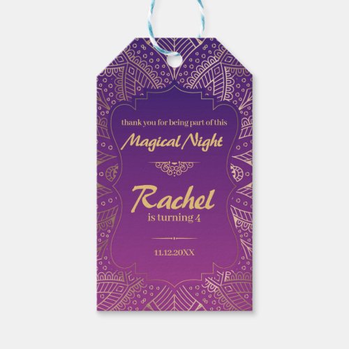 Arabian Favor Tag for Birthday Party Magical