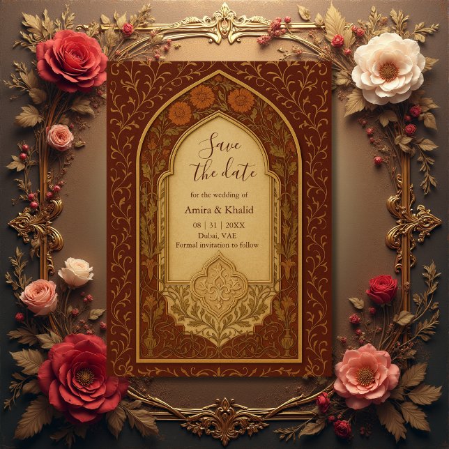 Arabian Floral Arch Wedding save the date Invitation (Creator Uploaded)