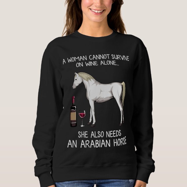 Arabian Horse And Wine Horse Fitted Sweatshirt (Front)