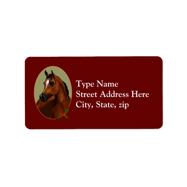 Arabian Horse Christmas Cameo Label (Front)
