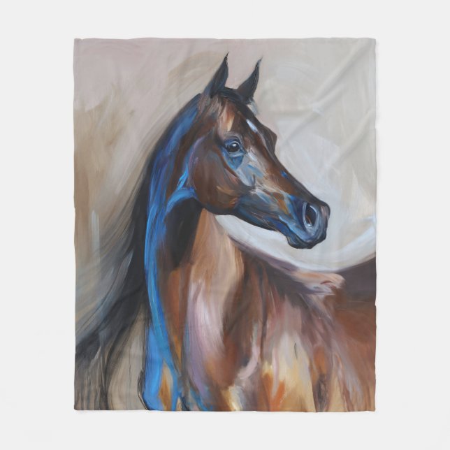 Arabian Horse Painting Fleece Blanket (Front)