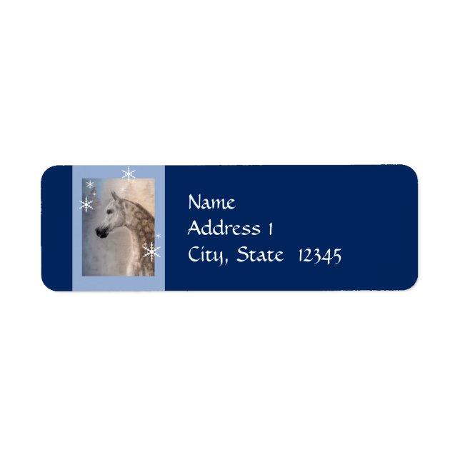 Arabian Horse Snow Return Address Label Template (Front)