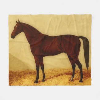 Arabian horse with chestnut coat fleece blanket