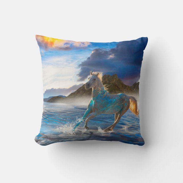 Arabian Horses of Stellar Island #2 Throw Pillow (Front)