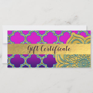 Arabian Indian Moroccan Theme Gift Certificate