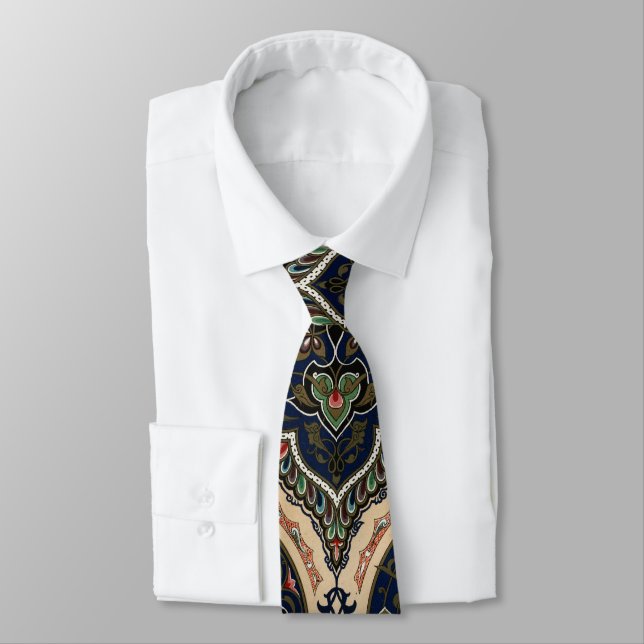 Arabian Intricate Retro Pattern Neck Tie (Tied)