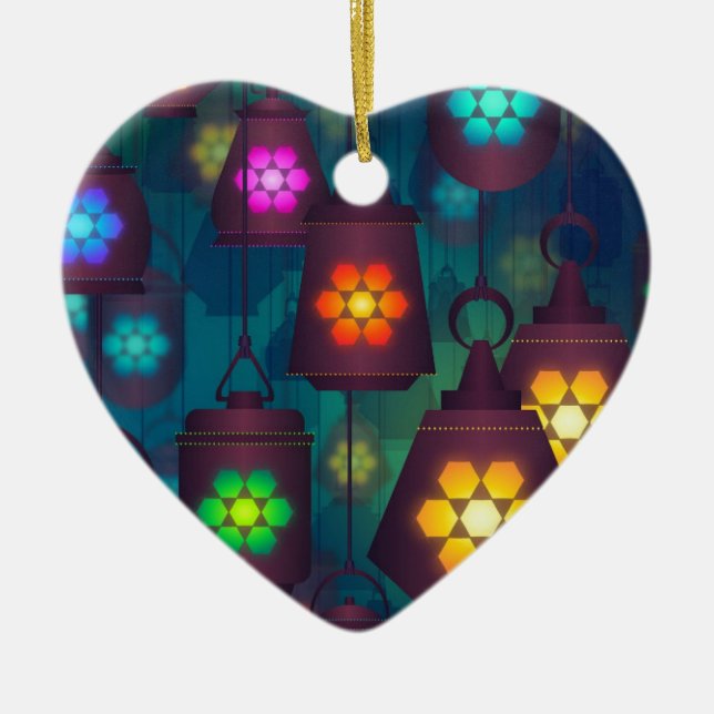 Arabian Lanterns Middle Eastern design Ceramic Ornament (Front)