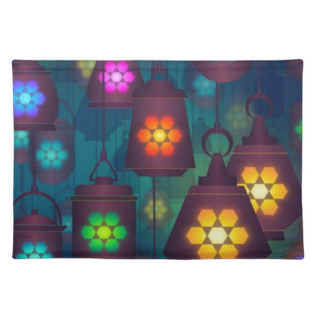Arabian Lanterns Middle Eastern design Cloth Placemat (Front)