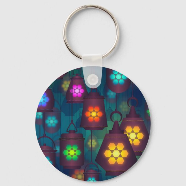Arabian Lanterns Middle Eastern design Keychain (Front)
