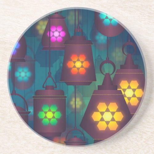 Arabian Lanterns Middle Eastern design Sandstone Coaster