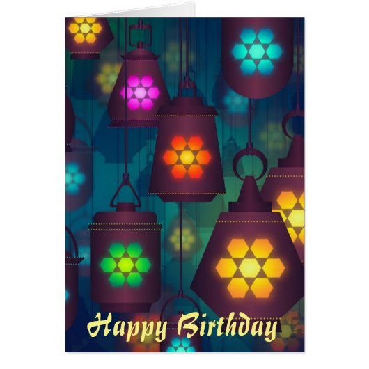 Arabian Lanterns Moroccan birthday Cards (Front)