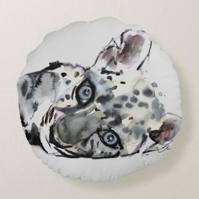 Arabian Leopard Cub 2008 Round Pillow (Back)