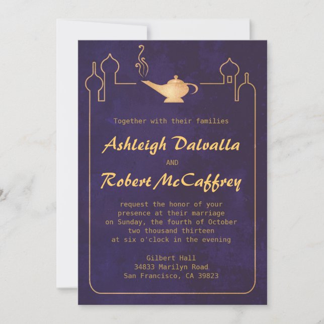 Arabian Magic Lamp Wedding Invitations (Front)