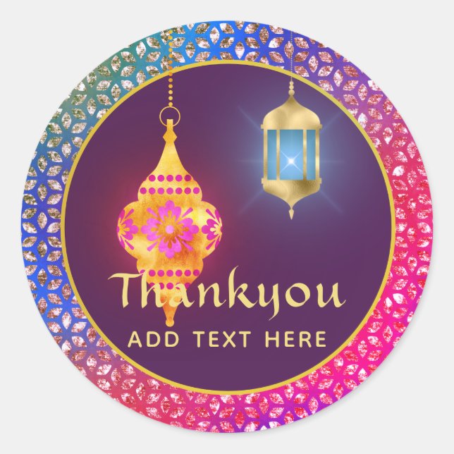 Arabian, Moroccan, Bollywood Party Personalized Classic Round Sticker (Front)