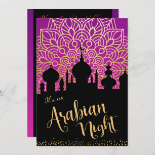 Arabian Night Purple and Black Party Invitation