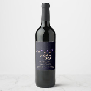 Arabian Night Purple and Gold Stars Wine Label