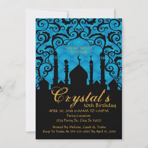 Arabian Nights 30th Birthday Invitations