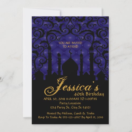 Arabian Nights 40th Birthday Invitations