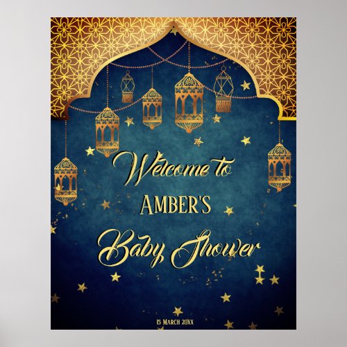 Arabian nights Baby shower personalized welcome  Poster
