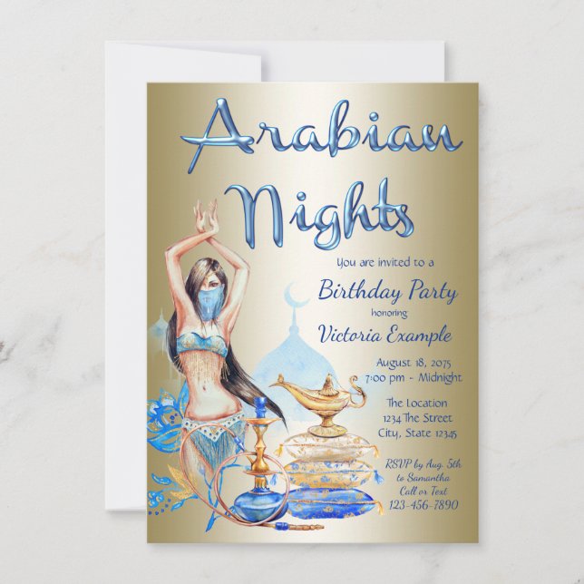 Arabian Nights Birthday Party Event Invitations (Front)
