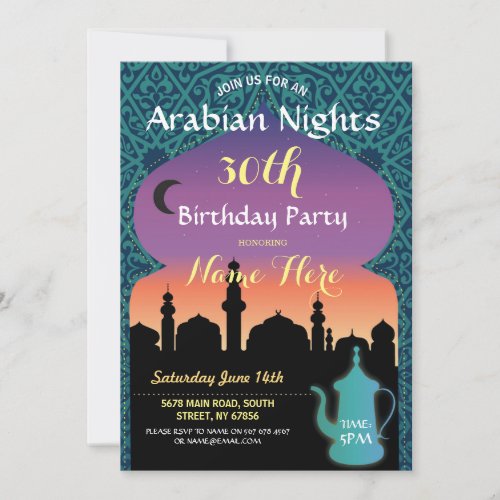 Arabian Nights Birthday Party Jewel Henna Invite