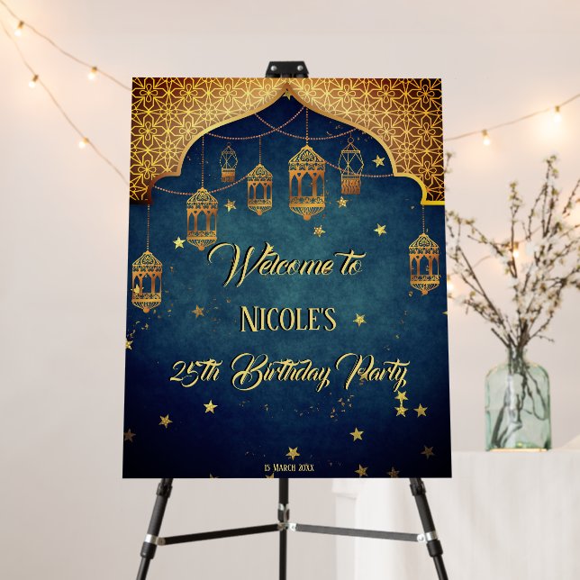 Arabian nights Birthday Party personalized welcome Foam Board (In Situ (Stand))