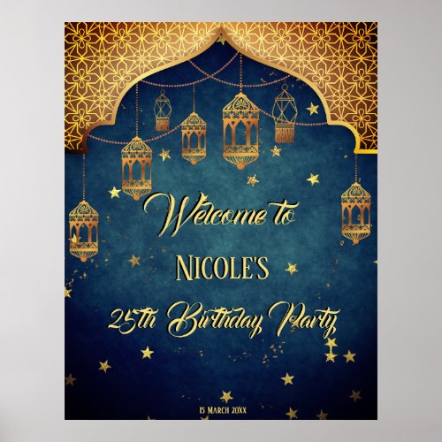 Arabian nights Birthday Party personalized welcome Poster