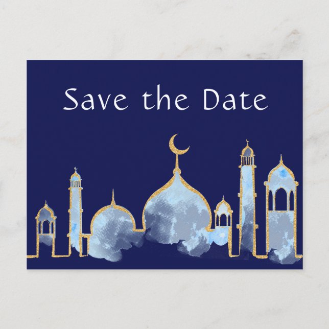 Arabian Nights Birthday Save The Date Postcards (Front)