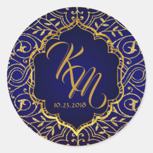 Arabian Nights Bollywood Monogram Wedding Label