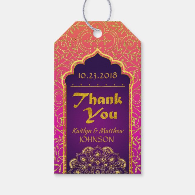 Arabian Nights Bollywood Thank You Gift Tag (Front)