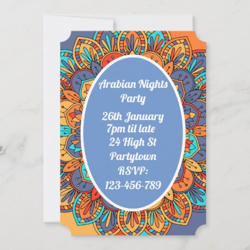 Arabian Nights colourful mosaic party theme Invitation