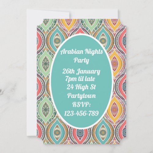 Arabian Nights colourful mosaic party theme Invitation