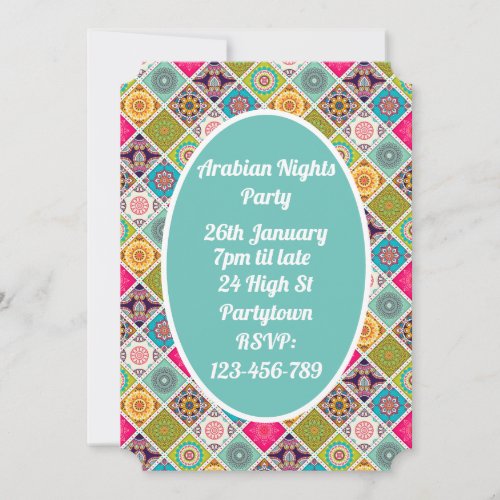 Arabian Nights colourful mosaic party theme Invitation