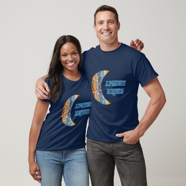 Arabian Nights Exotic Crescent Moon Star Design T-Shirt (Unisex)