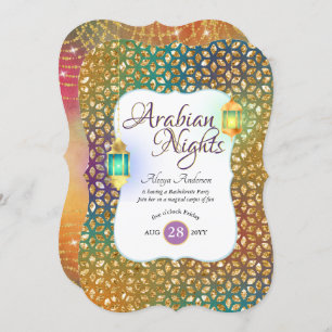 Arabian Nights Exotic Party String Lights Lanterns Invitation