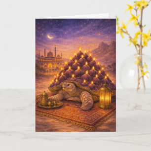 Arabian Nights fig birthday cake turtle and tea Card