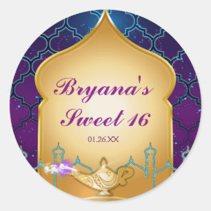 Arabian Nights Gold Magic Lamp Party Classic Round Sticker