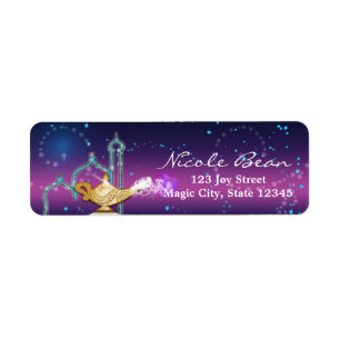 Arabian Nights Gold Magic Lamp Party Label