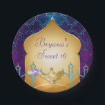 Arabian Nights Gold Magic Lamp Party  Paper Plates<br><div class="desc">Arabian Nights Moroccan Birthday Party Plates. Customize with any text. Matching items are available.</div>