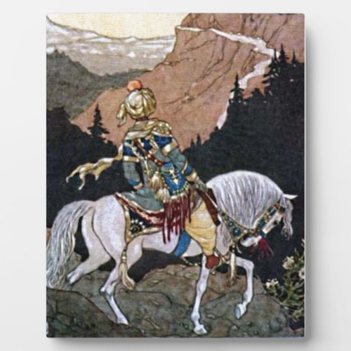 Arabian Nights Knight Prince on White Horse Plaque