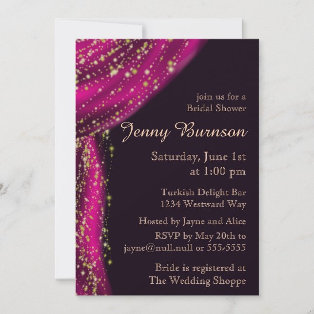 Arabian Nights Magenta & Gold Bridal Shower Invitation (Front)