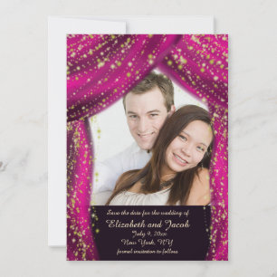 Arabian Nights Magenta & Gold Photo Save the Date