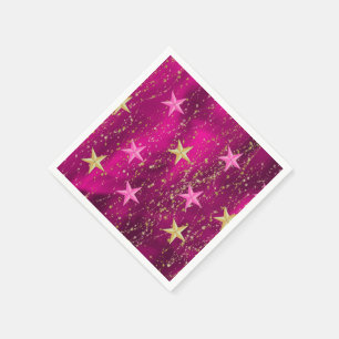 Arabian Nights Magenta & Gold Stars Napkins