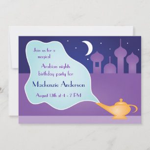 Arabian Nights Magic Lamp Birthday Party Invitation